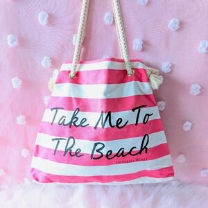 Victoria Secret Beach Tote Bag, Pink, White Black, Women's, Like New